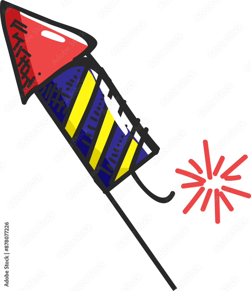 Poster firework rocket element in colorful.