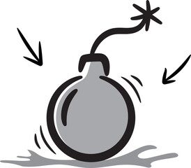 Hand-drawn colored bomb icon illustration, warfare vector