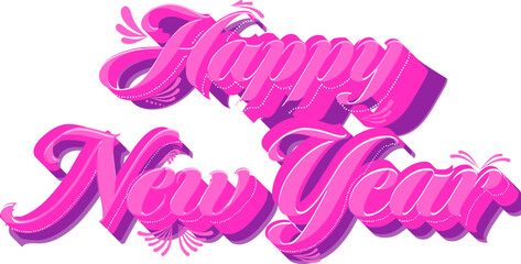 Colorful Happy New Year Text Element.