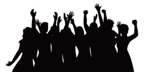 happy crowd people silhouette design illustration. crowd in concert.