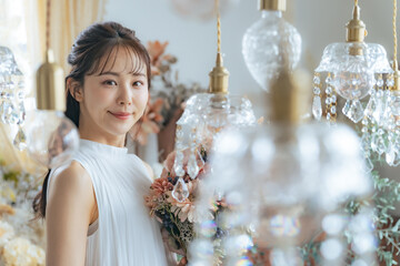 ワンピースを着た女性のファッションポートレート