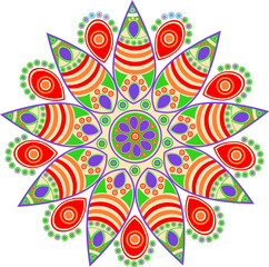 Ethnic Mandala Ornament (Rangoli) Element in Colorful.