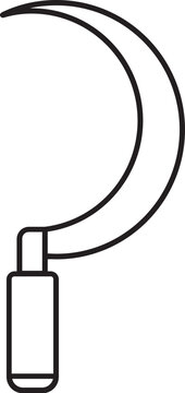 recommend clip art: Sickle icon in black linear style.