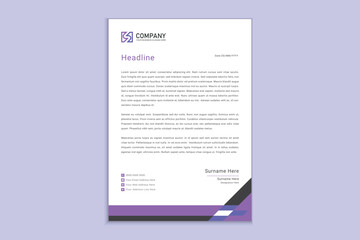 Letterhead template purple color shape