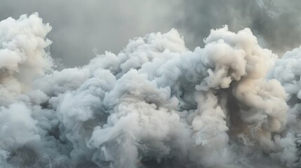 Fototapeta premium A dense, billowing cloud of smoke rose ominously, shades of gray and white intertwining, marking the aftermath of the fire's fury. 