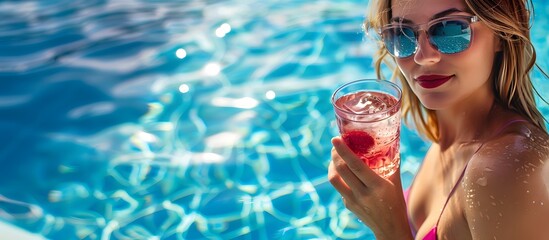 Portrait of a young woman holding a glass of juice
