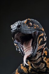 Obraz premium A tight shot of a snake's gape, displaying an extended tongue