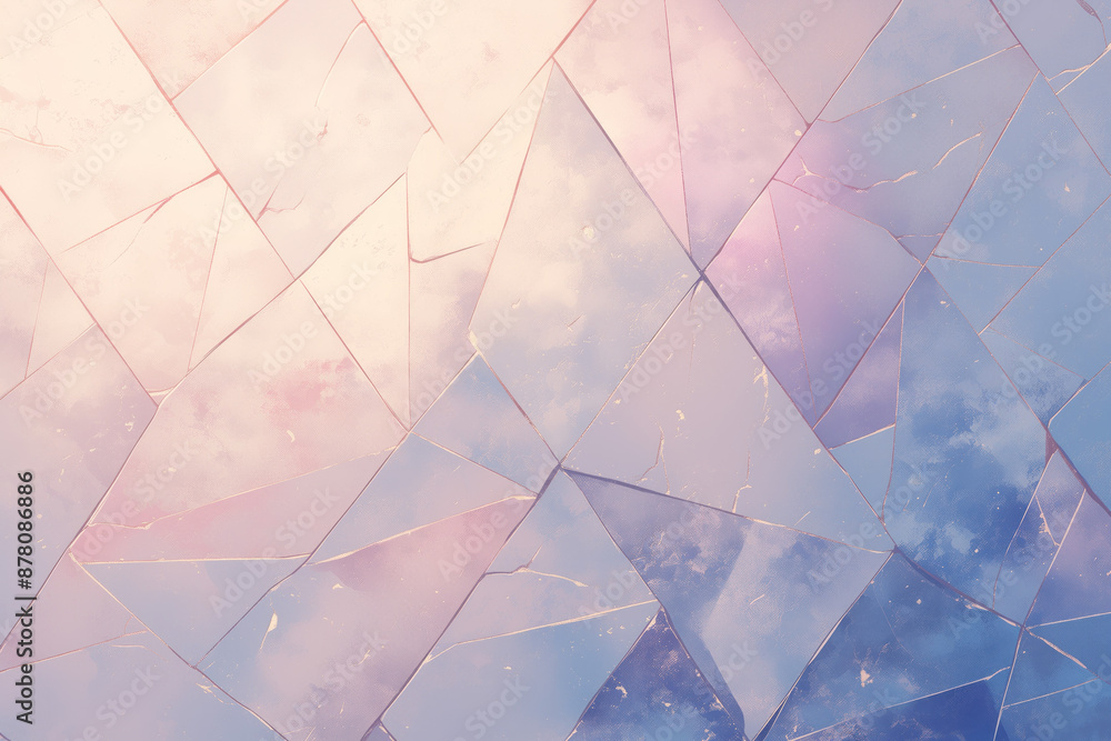Poster geometric background of various fragments and shards, abstraction of fragile glass fragments