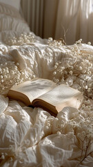 An open book with delicate pages