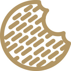 Line art illustration of biscuit or cookie bite icon