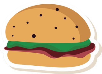 Sticker Style Hamburger Icon or Symbol.