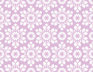 Flower geometric pattern. Seamless vector background. White and pink ornament