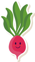 Smiley Beetroot Cartoon Icon In Sticker Style.