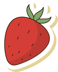 Red Strawberry Icon in Sticker Style.