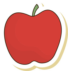 Red Apple Icon in Sticker Style.