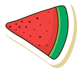 Watermelon Slice Icon in Sticker Style.