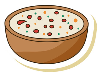 Fruit Custard Icon In Sticker Style.