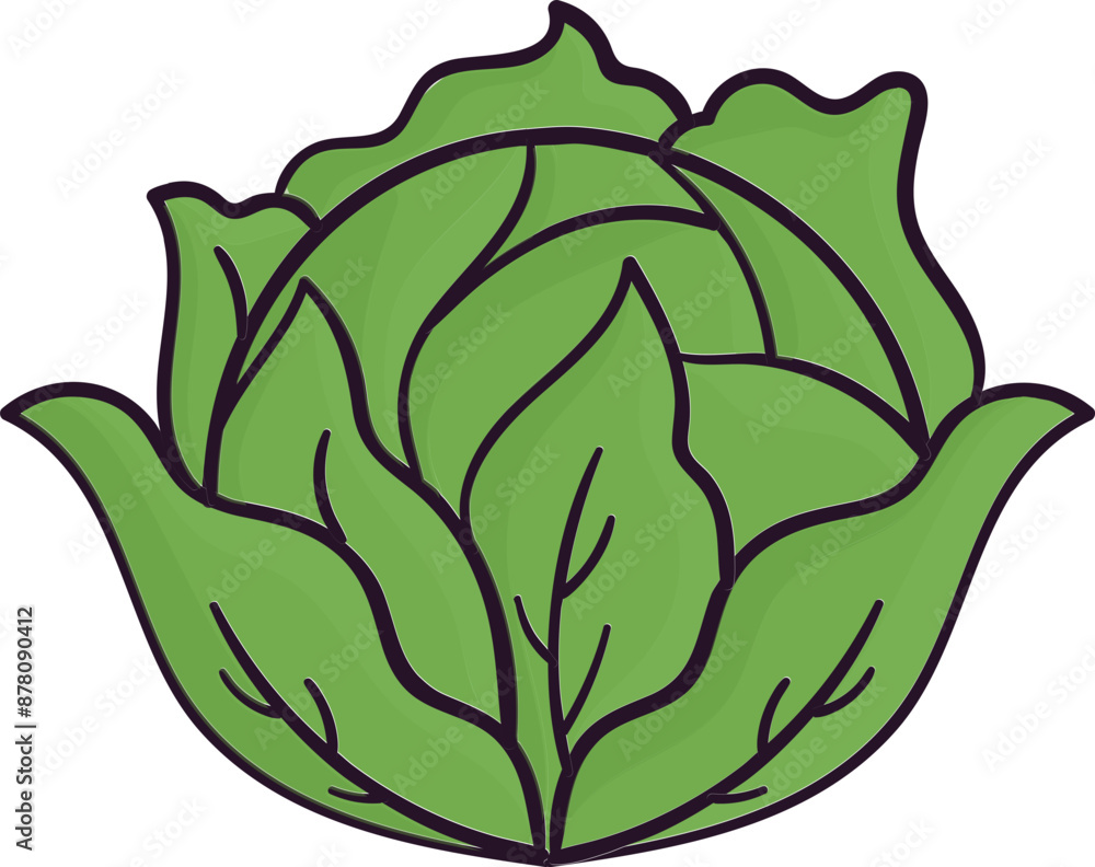 Poster green cabbage icon in flat style.