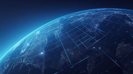 Earth's surface and map lines, representing global internet network technology on the earth's surface. Connectivity, technology and modern life concept.