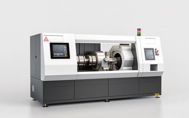 Fototapeta premium High Precision CNC Turning Machine for Metal Industry Engineering on White Background