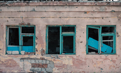 destroyed houses in a city lost in the war in Ukraine