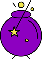 Purple Cauldron Icon in Flat Style.