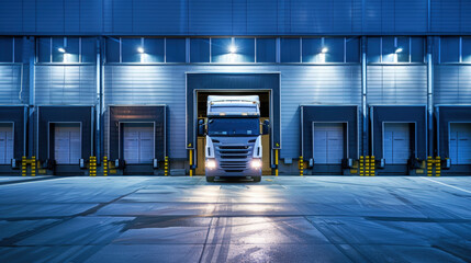 Fototapeta premium hangar logistique avec quais de déchargement pour camion semi-remorque