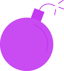 Purple Cauldron with Broom Icon in Flat Style.