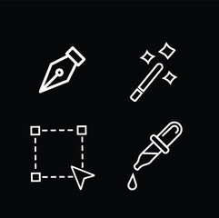Adobe illustrator app toolbar icons including magic wand , selection, pen and color picker tool.
