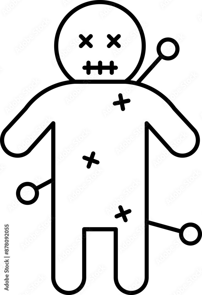 Canvas Prints black line art voodoo doll icon in flat style.