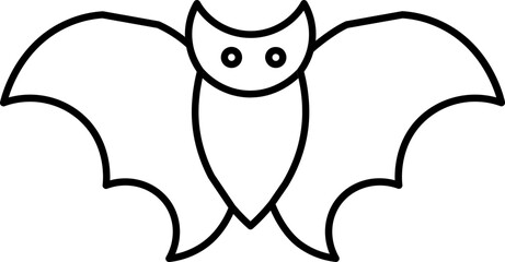 Black Line Art Bats Icon in Flat Style.
