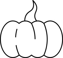 Isolated Pumpkin Icon in Black Line Art.