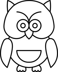 Black Line Art Illustration of Owl Icon.