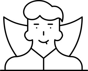 Cartoon Male Vampire Icon in Black Line Art.