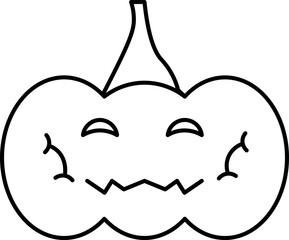 Jack O Lantern Icon in Black Line Art.