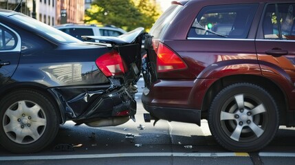 "Two Cars Touch - Small Accident on a City Street"