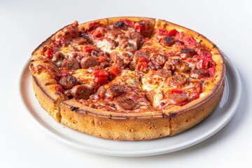 Tasty Deep Dish Pizza with a Crispy, Golden Brown Crust