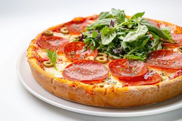 Vibrant Salad of Mixed Greens Deep-Dish Pepperoni Pizza