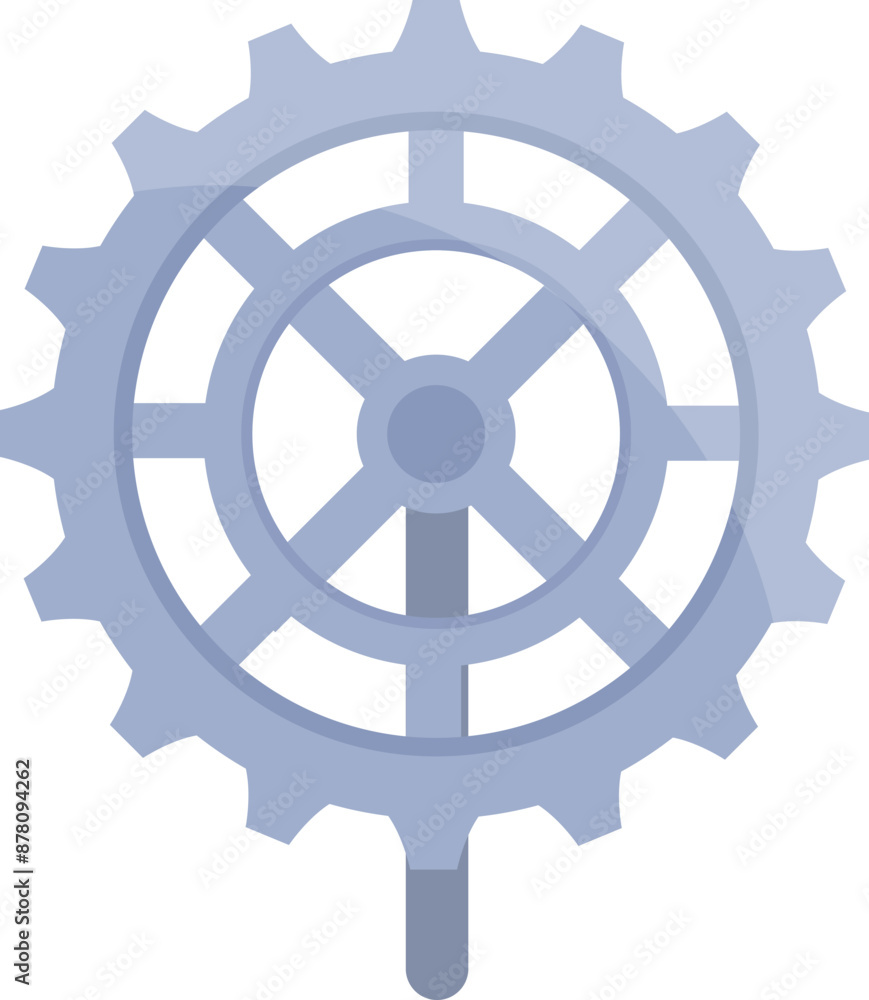 Aufkleber flat style icon of a clockwork gear rotating on a stick, a concept of mechanism