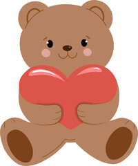 cute teddy bear hugs heart