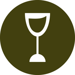 Wine glass circle icon in green and white color.