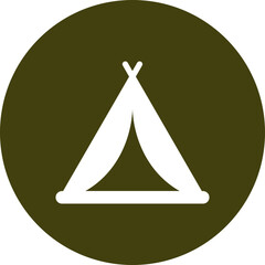 Illustration of tent circle icon in green and white color. © Abdul Qaiyoom