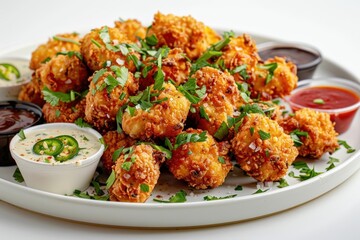 Spicy Gator Bites with Garlic Cilantro Mustard Sauce