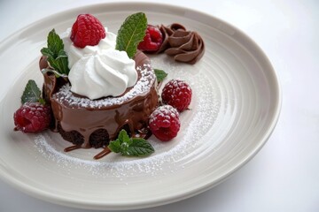 Elegant Chocolate Cake with Fresh Berries and Mint