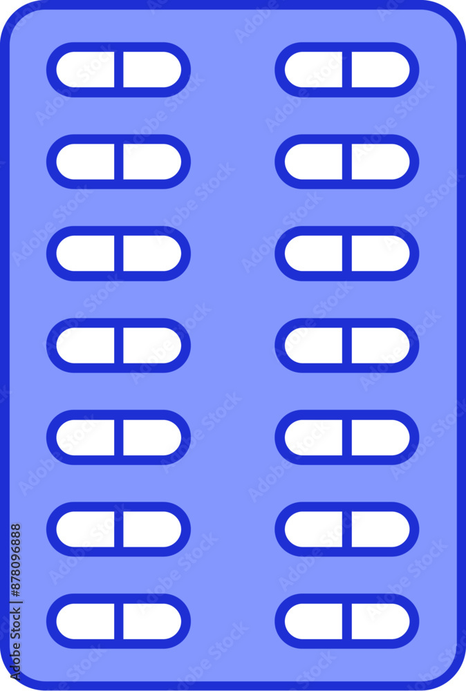 Poster White and Violet Medicine Capsule Packet Icon.