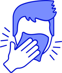 Sneezing Or Coughing Man Face Cover with Napkin icon or symbol.