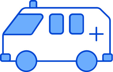 Flat Style Ambulance Icon in Blue and White Color.
