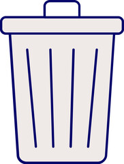 White Dustbin Icon In Flat Style.