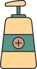 Medical Pump Bottle icon in yellow and green color.