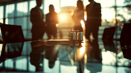 Legal team preparing to defend a whistleblower against retaliation, legal defense, employee protection, blurred background. Generative AI illustration 